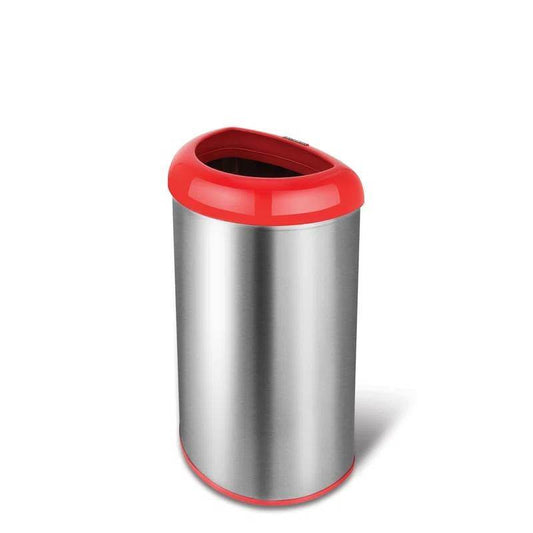 13-Gallon Stainless Steel Trash Can with Red Open Top - Loft&Timber