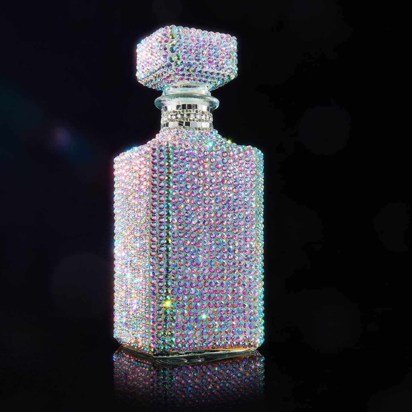 Unique Diamond Rhinestone Decanter | 730 mL | Luxurious Whiskey, Tequila, Wine Decanter - Dazzling All Over Silver Rhinestone Carafe For Spirits, Bourbon, Scotch, Durable Thick Glass HAND WASH ONLY - Loft&Timber
