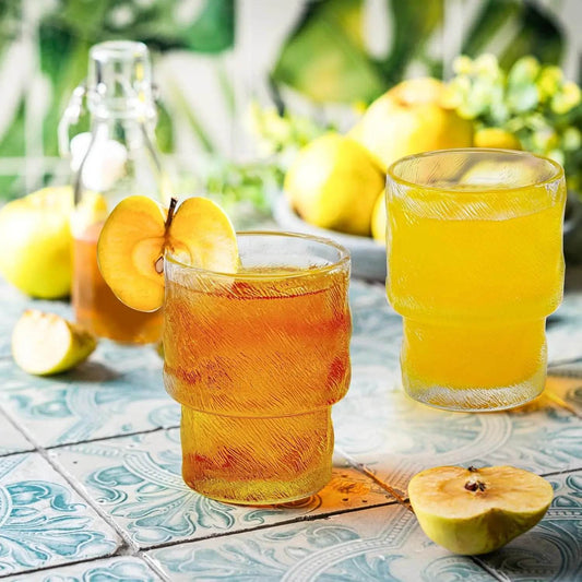 8 Pack Stackable Drinking Glasses, 6.5 OZ Romantic Lowball Cocktail Glasses