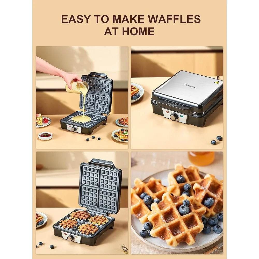 4 Slice Belgian Waffle Maker 1200W - Loft&Timber