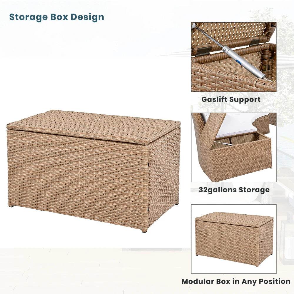 10-Piece Outdoor Sectional Rattan Sofa Set, White - Loft&Timber
