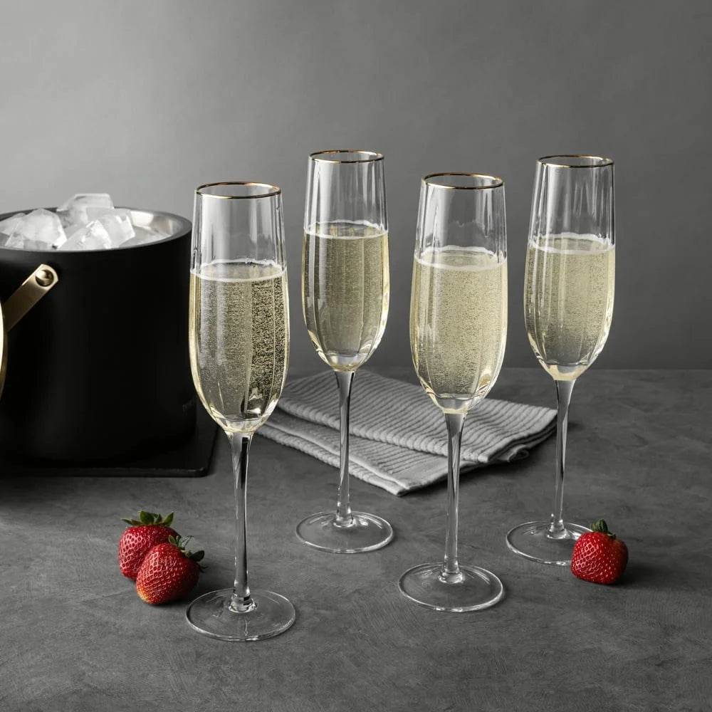 4-Pack Scalloped Champagne Flute Glasses Set - Loft&Timber