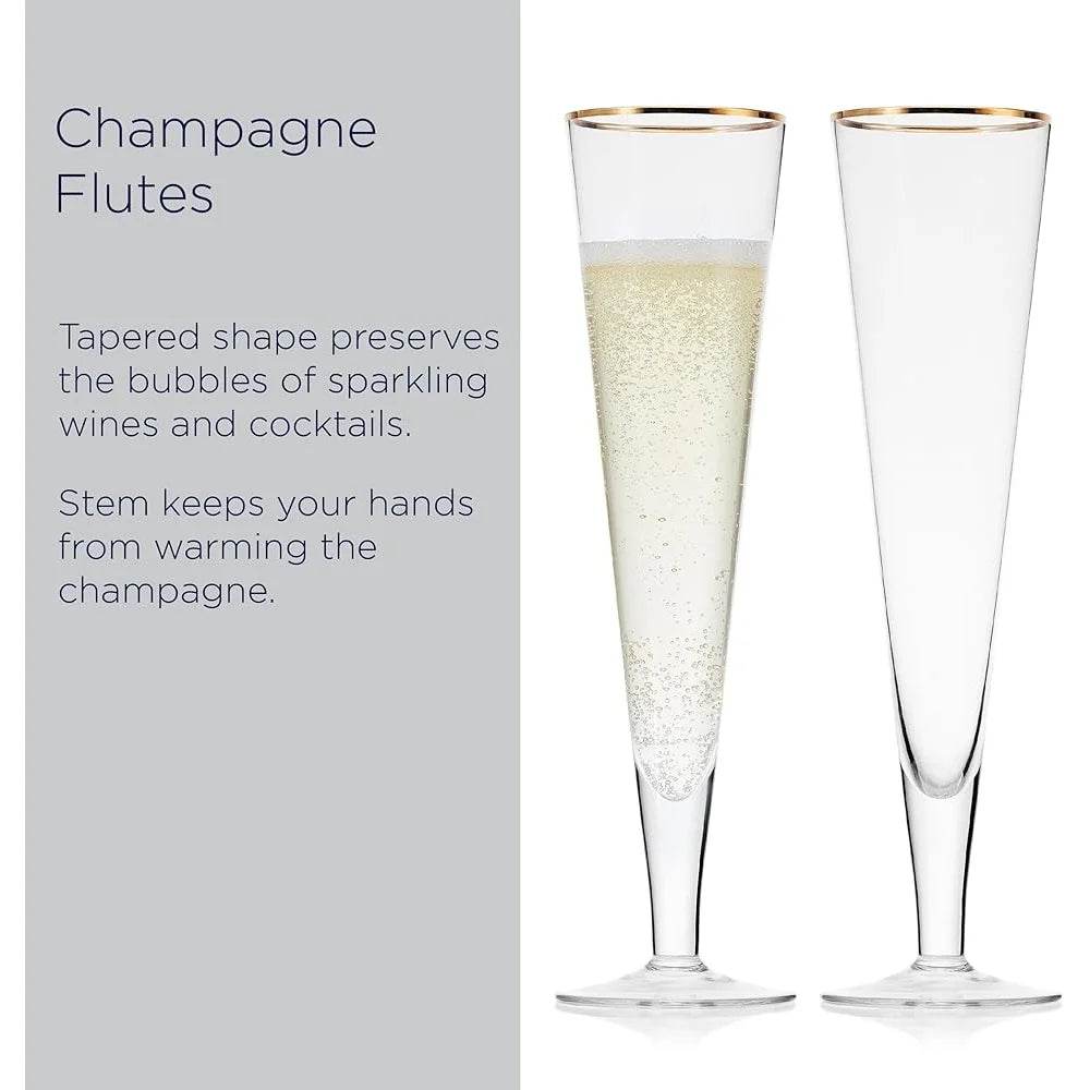 Elegant Gold Rim Champagne Toasting Flutes Set - Loft&Timber