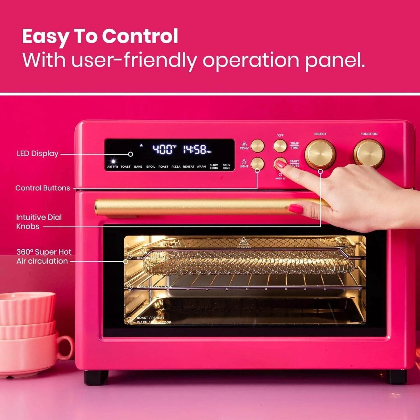 Limited Edition Happy Pink Infrared Heating Air Fryer - Loft&Timber