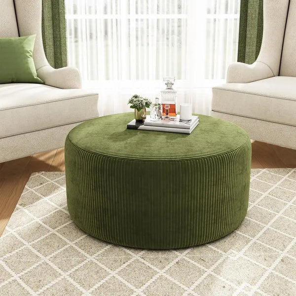 Round Upholstered Storage Ottoman with Memory Foam