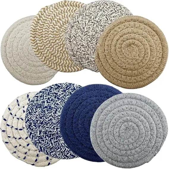 Handmade Woven Cotton Coasters - Set of 8 - Loft&Timber