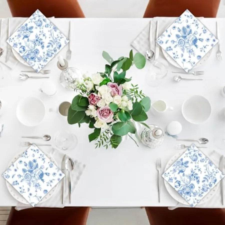120Pcs Blue Floral napkins - Loft&Timber