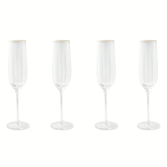 4-Pack Scalloped Champagne Flute Glasses Set - Loft&Timber