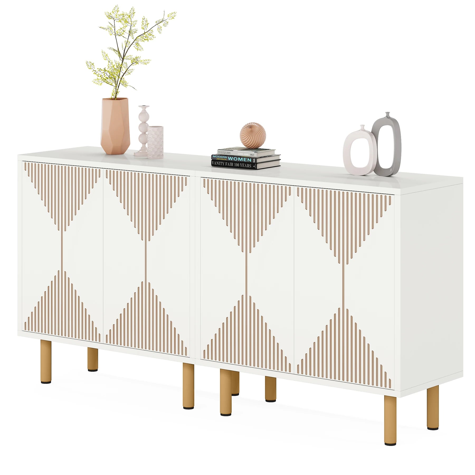 59" Tribesigns Modern Natural Storage Cabinet; Freestanding Floor Cabinet - Loft&Timber