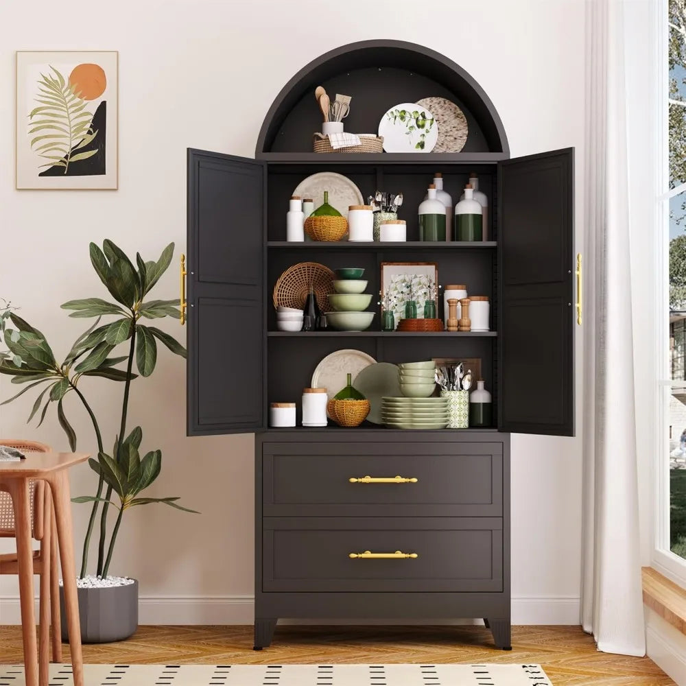 73" H Metal Tall Arched Pantry Cabinet - Loft&Timber