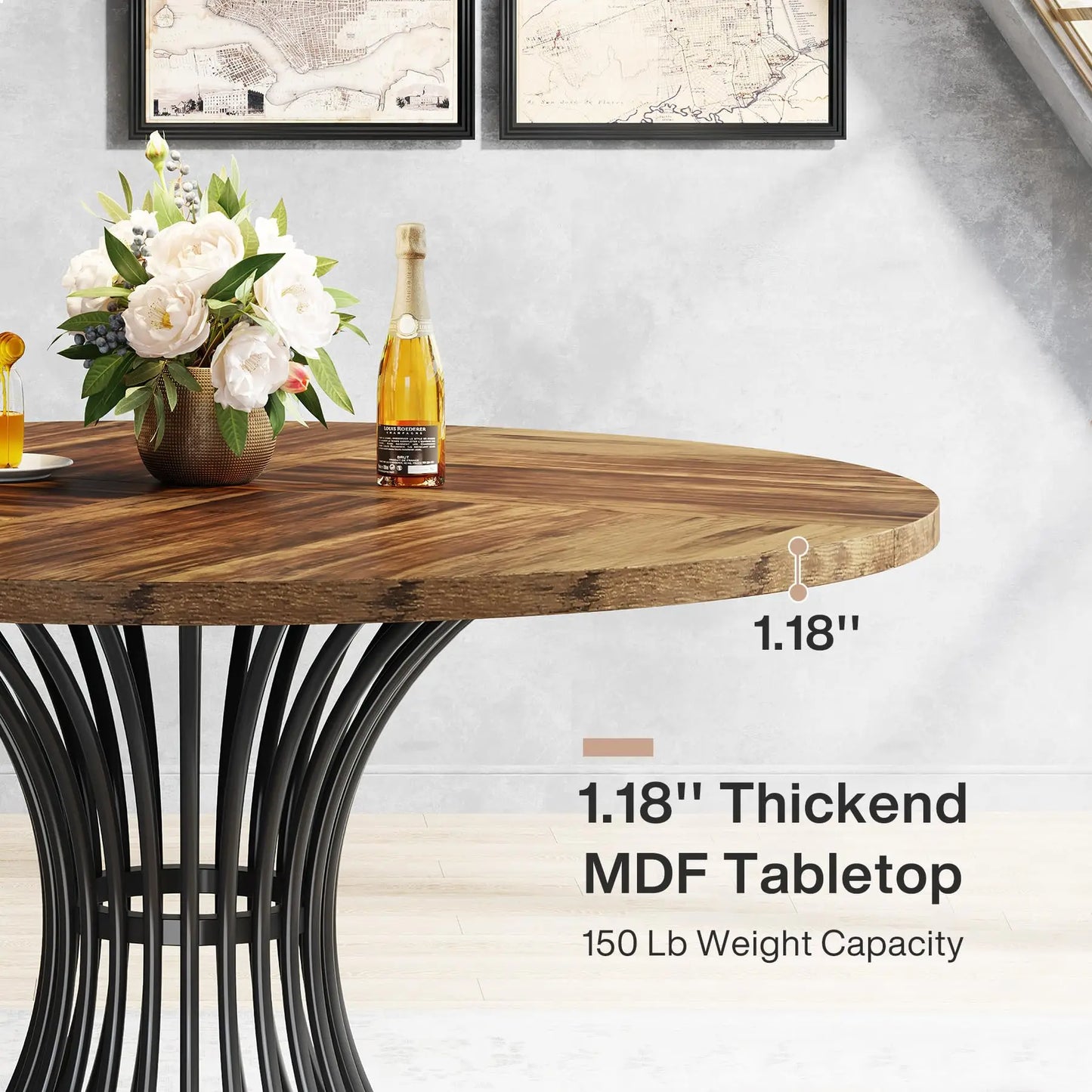 Tribesigns Round Dining Table for 4-6 People, 47" - Loft&Timber