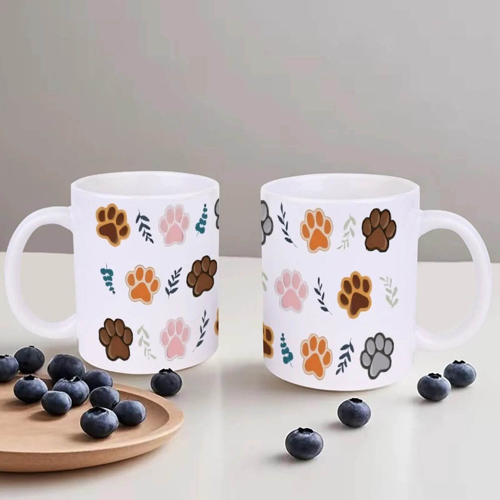 Paw Prints On A White Background Coffee Cups Ceramic, 11oz - Loft&Timber