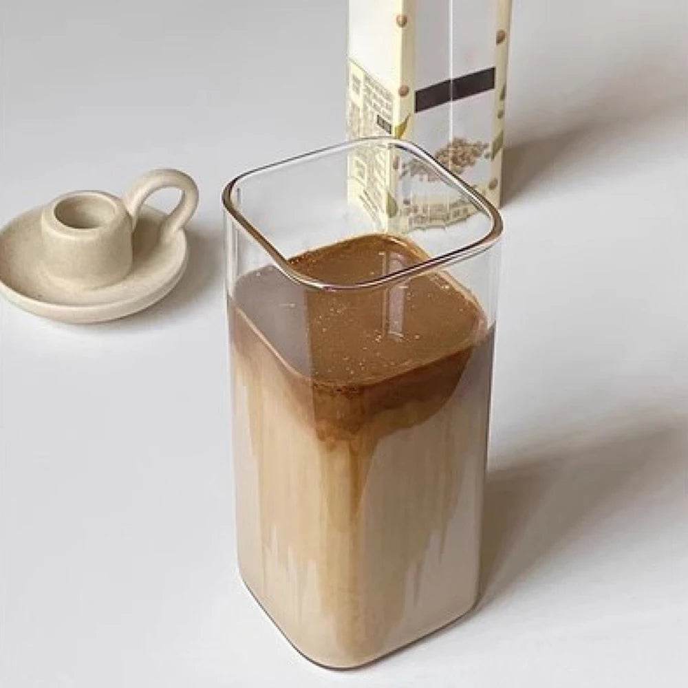 2Pcs Glass Water Cup with Lid and Straw 400ML - Loft&Timber