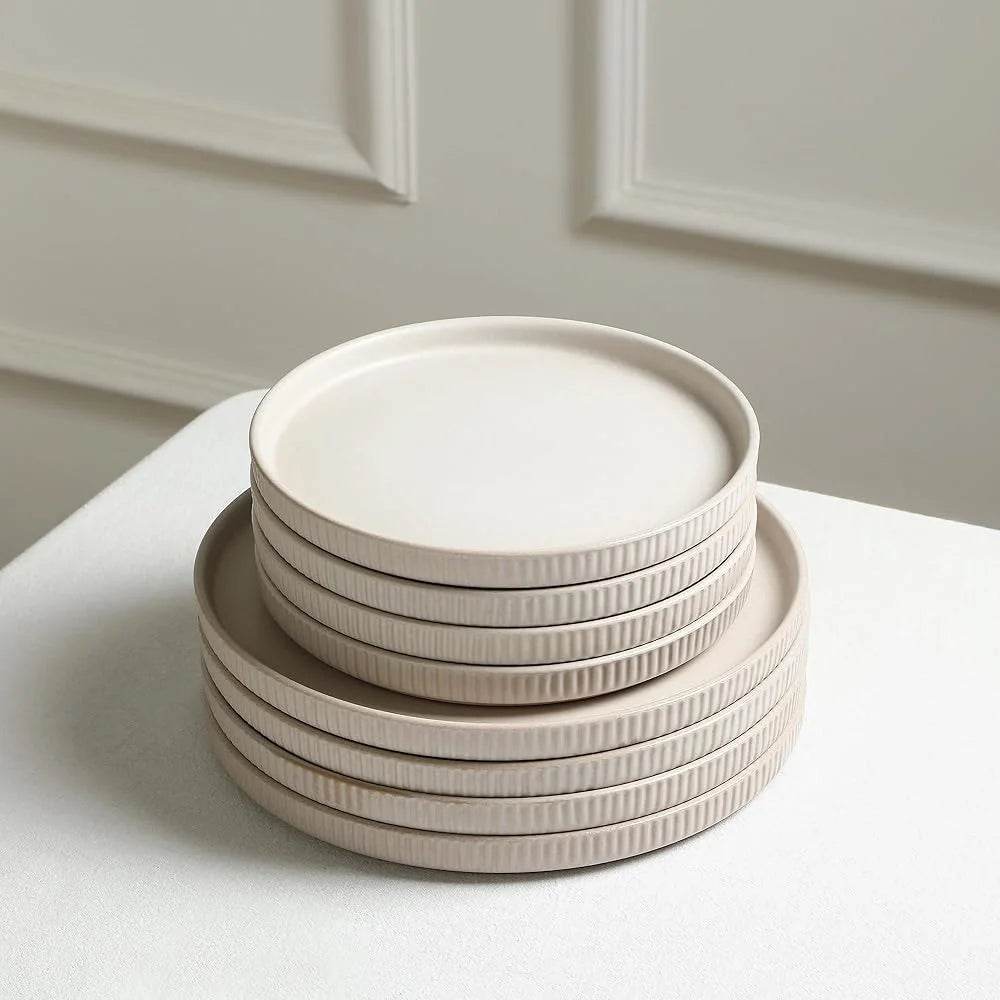 Durable Stoneware Salad Plate Set 4