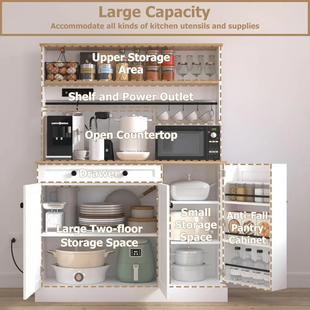 72" Kitchen Pantry Storage Cabinet with Power Outlets - Loft&Timber