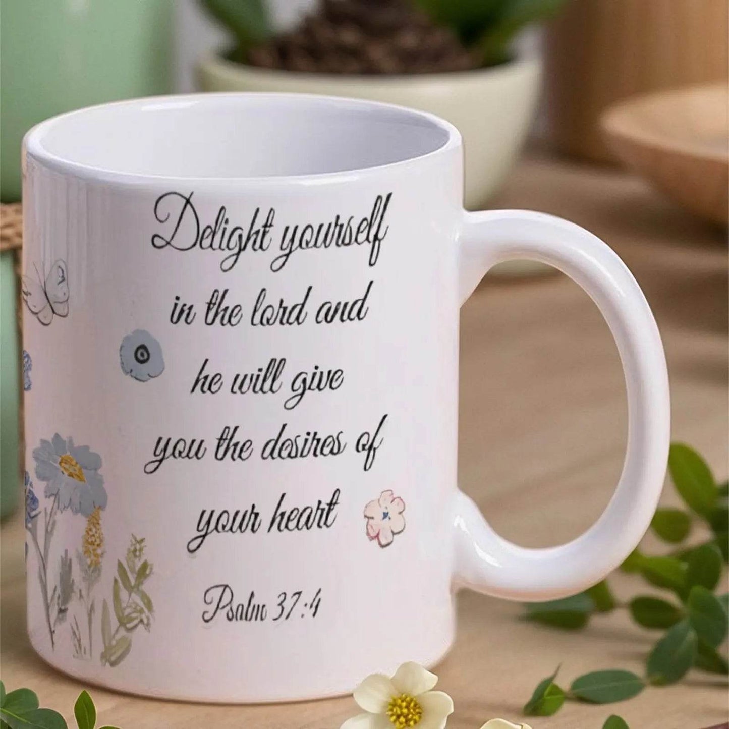 Delight Yourself In The Lord And He Will Give You The Desires Of Your Heart Ceramic Coffee Mug Bible Verse Mugs, 330ml Mugs - Loft&Timber