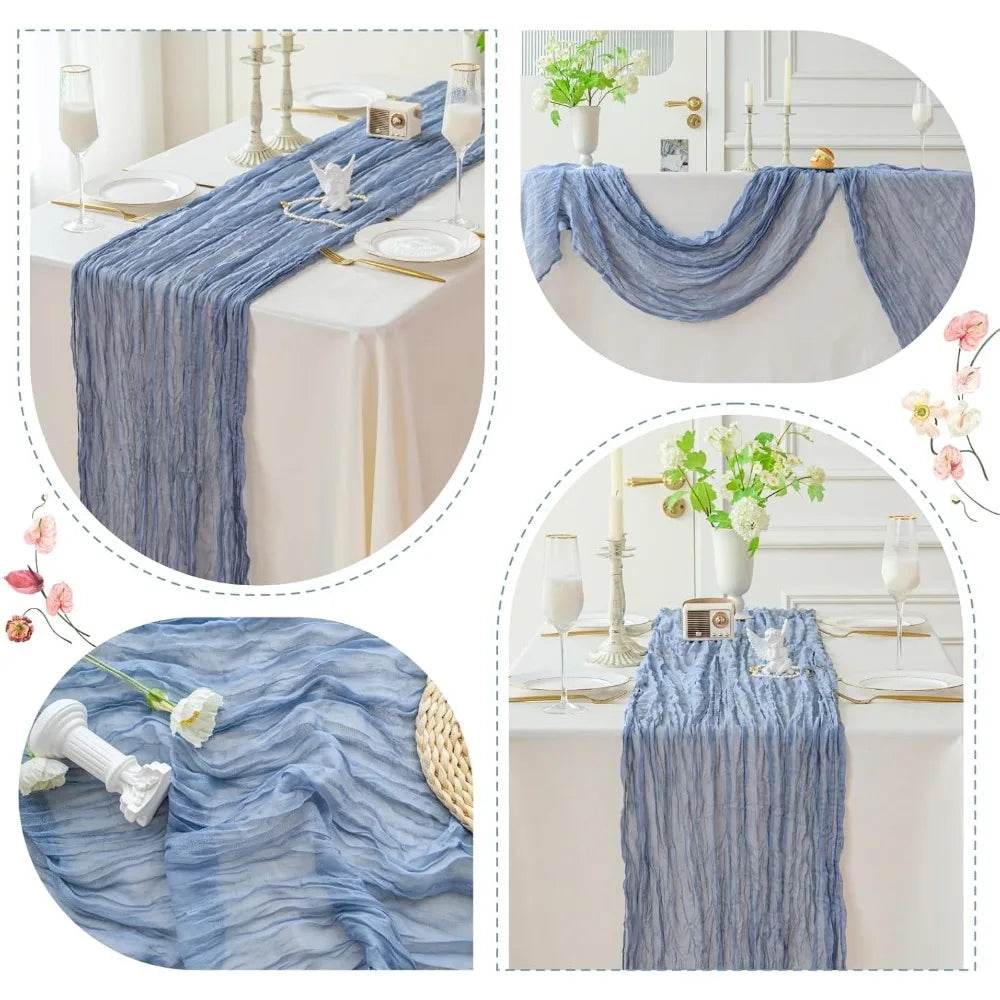 1 Pack Blue Cheesecloth Table Runner - Loft&Timber