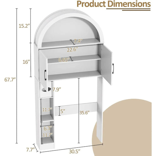 Freestanding Toilet Storage Cabinet with Arched Design for Bathroom Organization