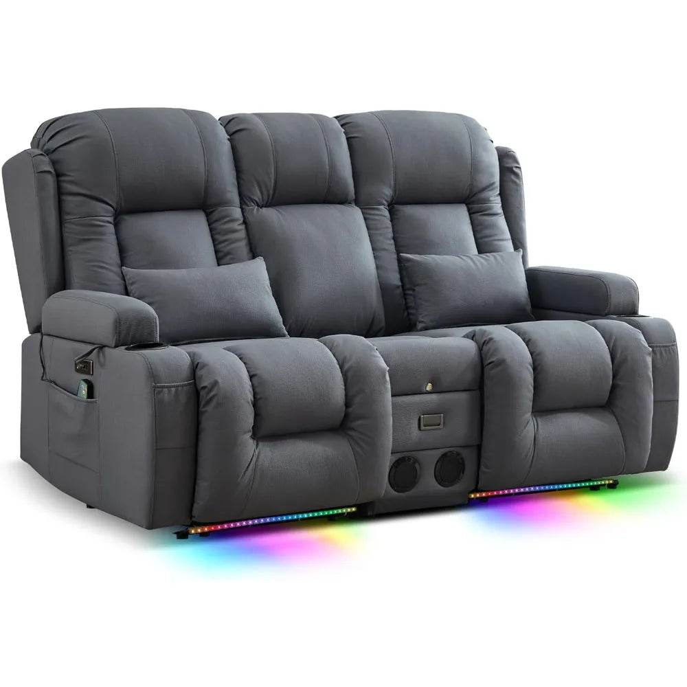 Power Loveseat Recliner Sofa with Massage & Heat - Loft&Timber