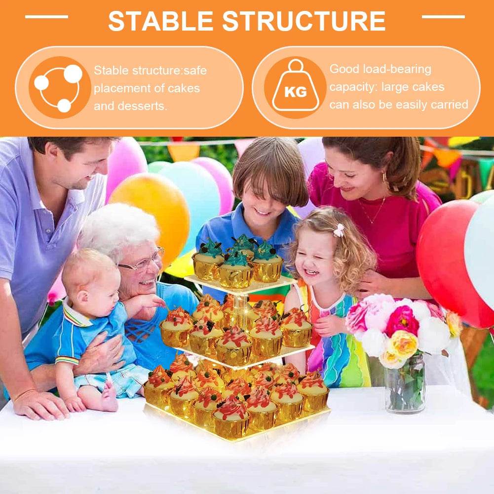 3/4 Tier Acrylic Cupcake Display Stand - Loft&Timber