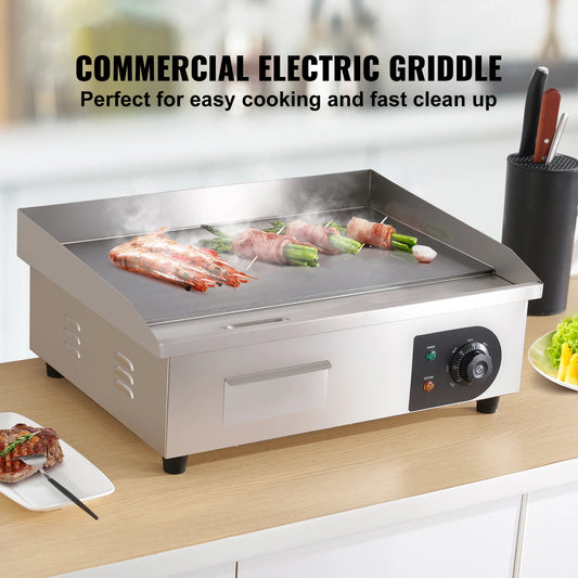 SucceBuy 21In Commercial Electric Grill Flat Pan Stainless Steel