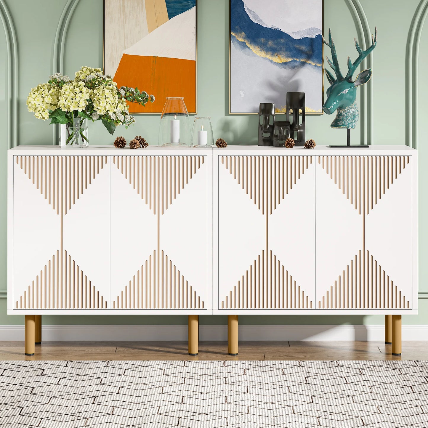 59" Tribesigns Modern Natural Storage Cabinet; Freestanding Floor Cabinet - Loft&Timber