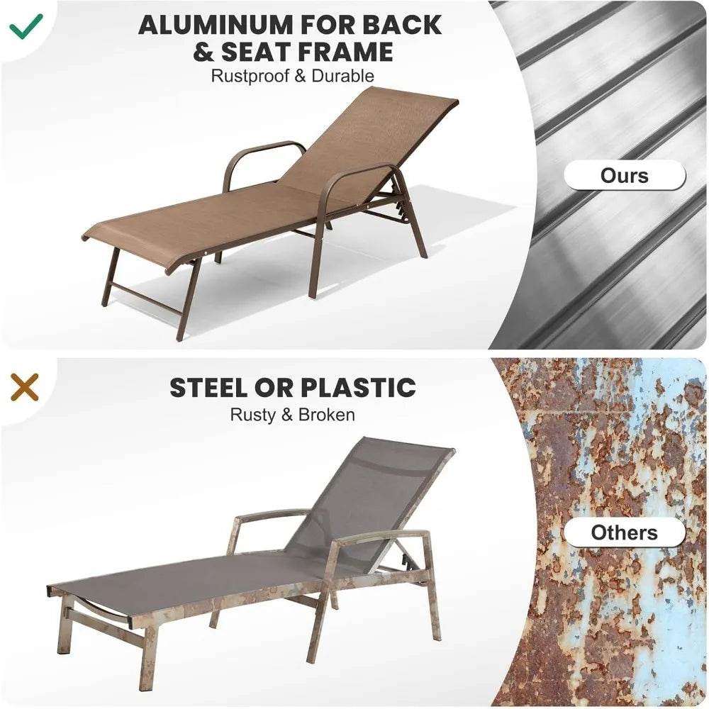 Chaise Lounge Chair Outdoor with Armrests, Set of 2 - Loft&Timber