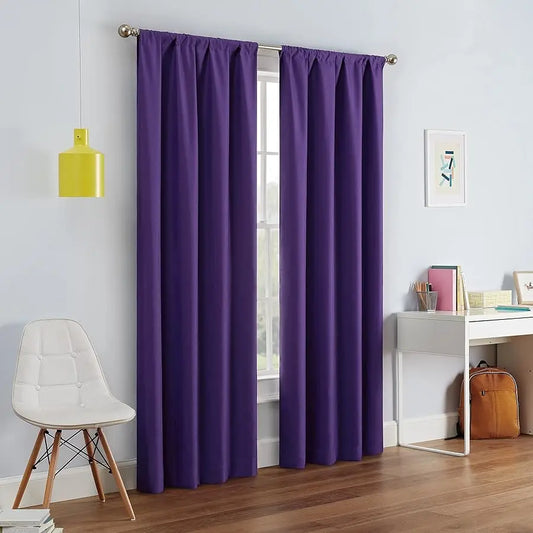 Kendall Modern Blackout Thermal Rod Window Curtain (1 Panel), 42 X 63, Purple