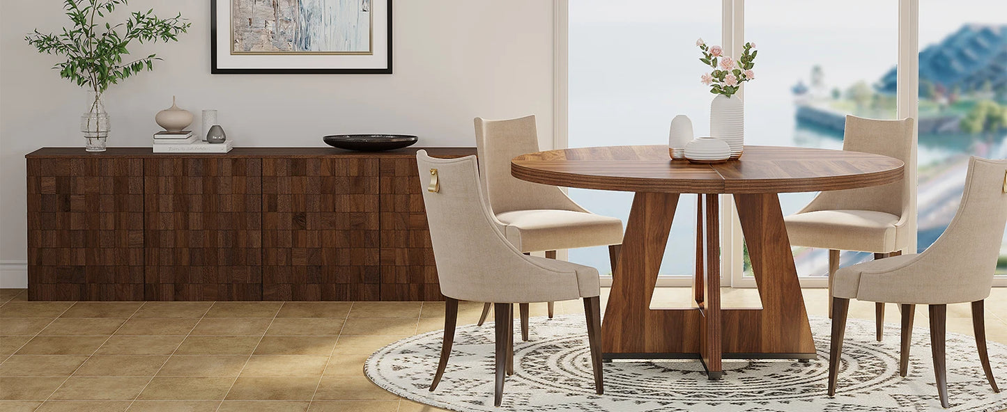Tribesigns Round Dining Table for 4, 47" - Loft&Timber