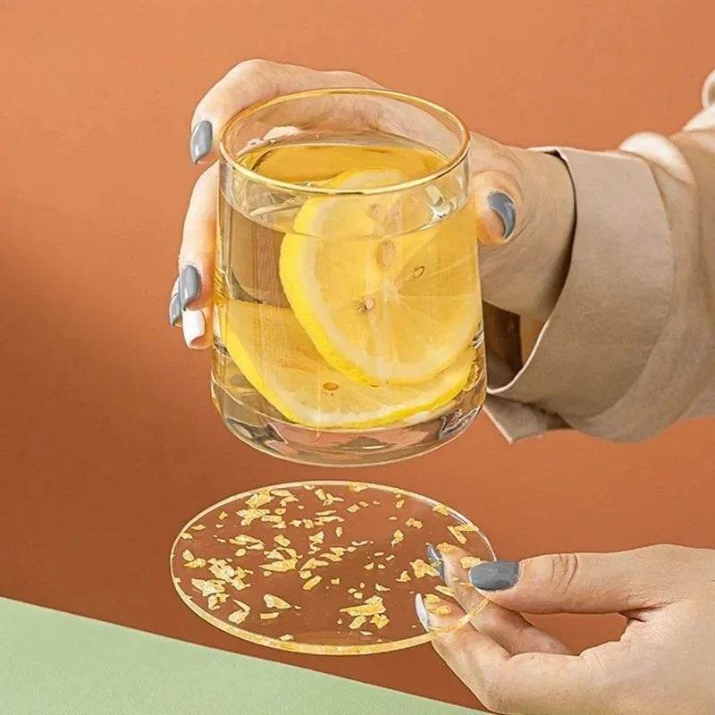 Round Resin Acrylic Gold Foil Coaster Cup - Loft&Timber