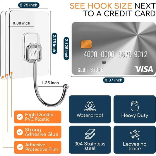 Adhesive Large Wall Hooks for Hanging Heavy Duty Holding 22 lbs - Loft&Timber