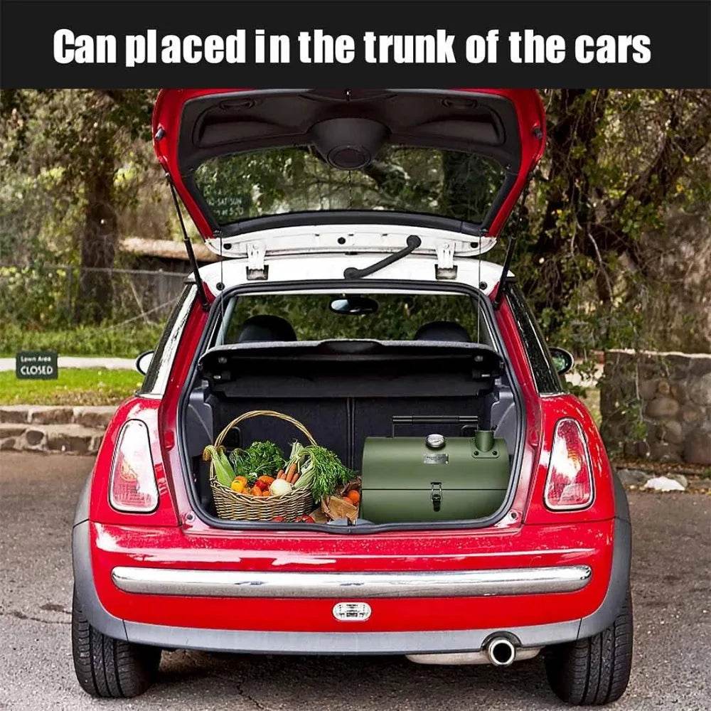 Portable Adjustable Charcoal Grill for Outdoor Hiking and Picnics - Multi-Functional Metal BBQ Smoker in Green - Loft&Timber