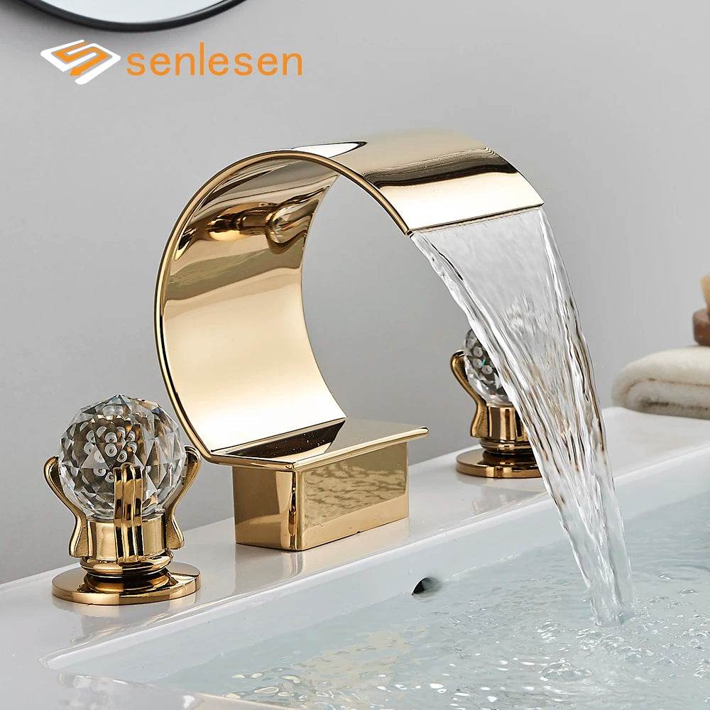 Senlesen Luxury Golden Waterfall Basin Faucet - Loft&Timber
