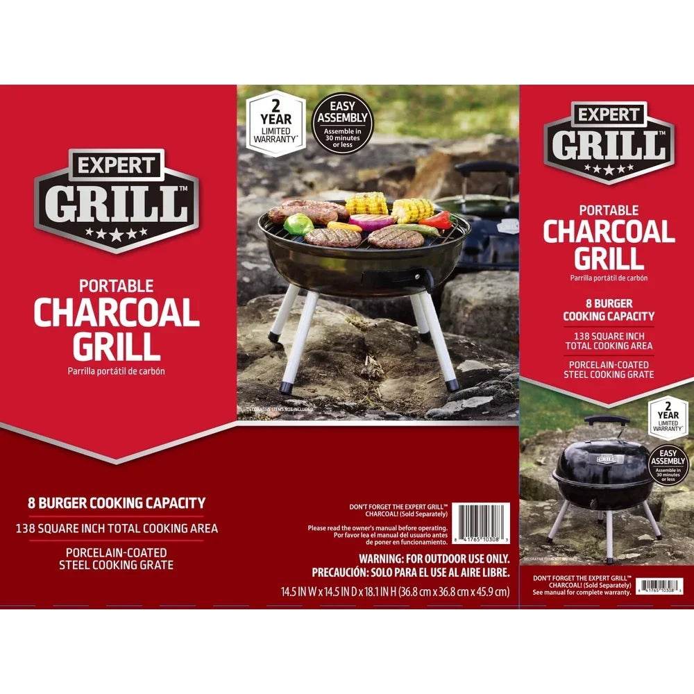 Portable Charcoal Grill 14.5 Inch Tabletop Grill Dome Design - Loft&Timber