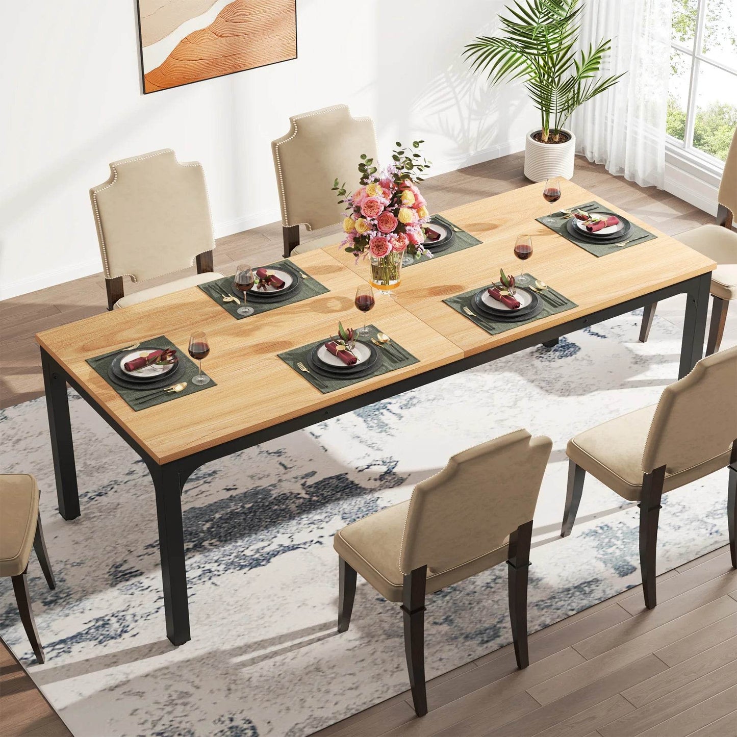 Tribesigns Dining Table for 6-8 People, 200cm - Loft&Timber