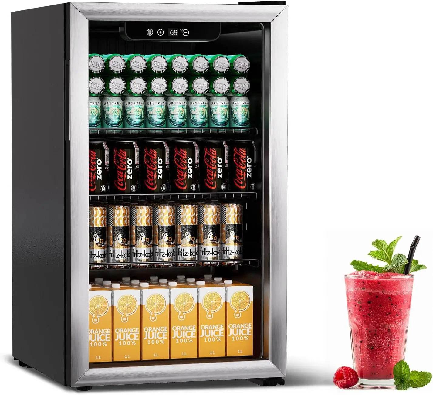 Compact Beverage Refrigerator, 110 Can/3.1 Cubic Feet Fridge - Loft&Timber