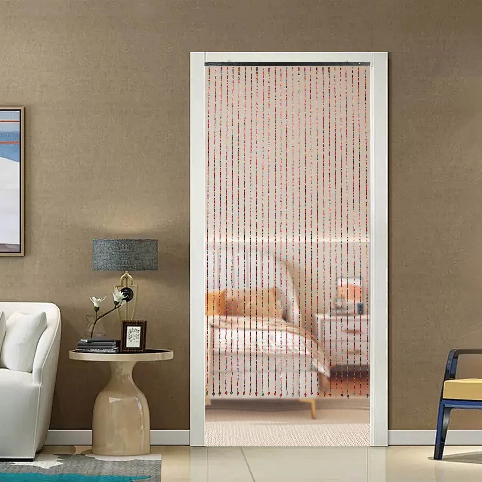 27 PCs Door Beaded Curtain, Bamboo Wooden Beaded - Loft&Timber