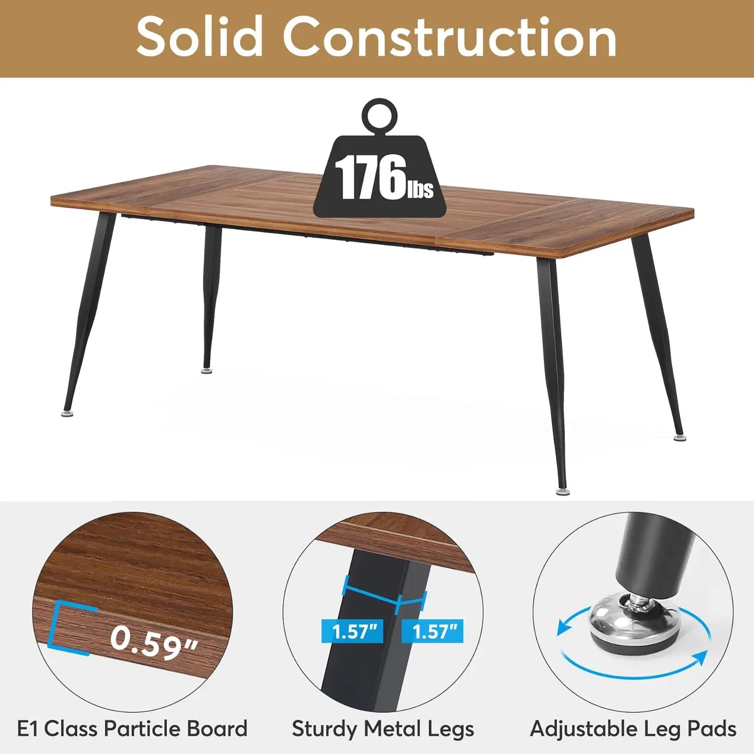 70.9" Large Dining Table for 6 to 8 - Loft&Timber