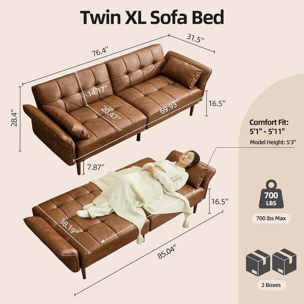 85” Futon Sofa Bed, Sleeper Sofar - Loft&Timber