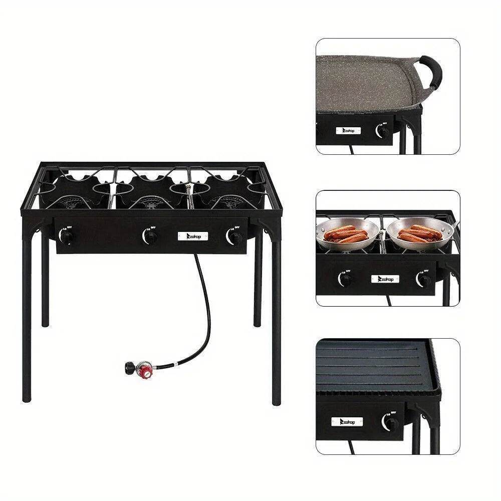 225000 BTU Propane Stove 3 Burner Gas Outdoor Portable Camping Party BBQ Grill - Loft&Timber