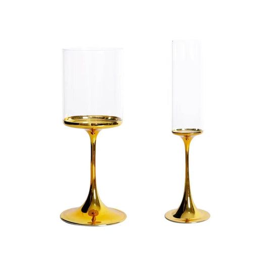 Gift champagne goblets Gold plating wine glasses - Loft&Timber