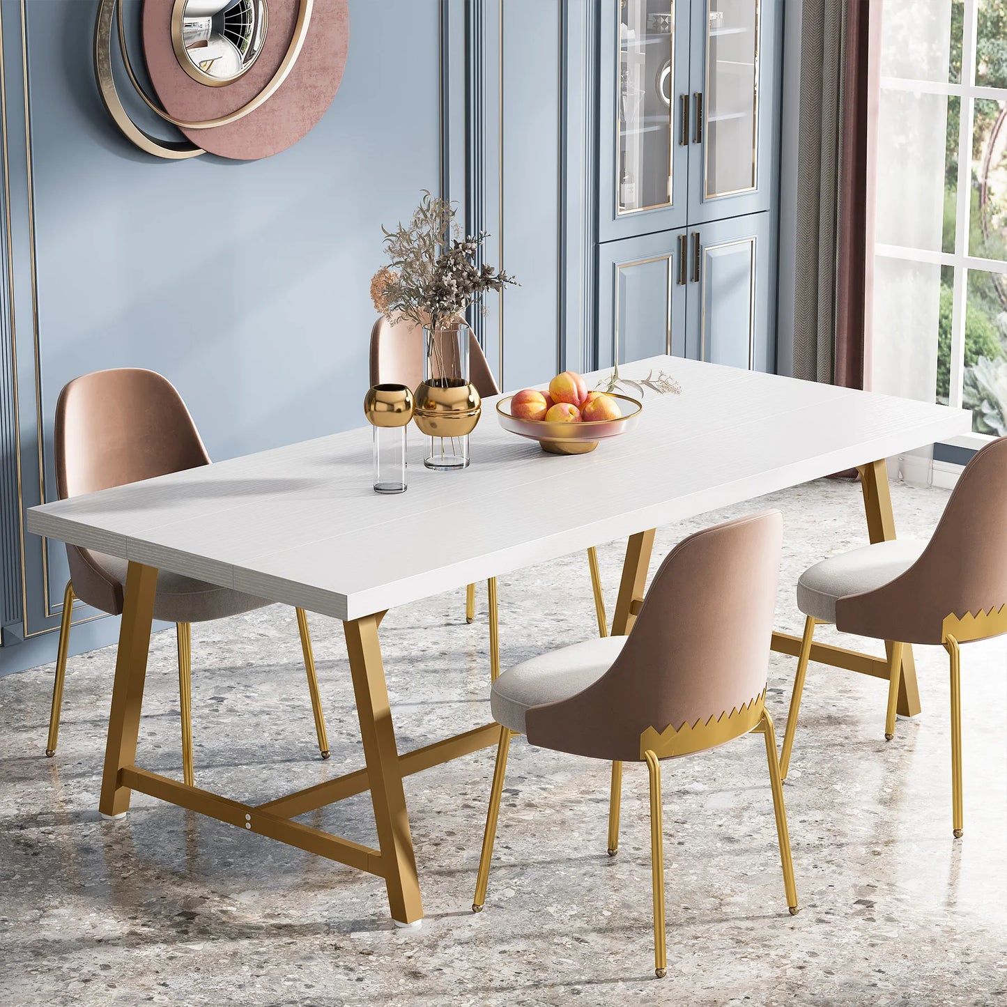 Tribesigns Dining Table for 8 People, 70.87" Rectangular Wood Kitchen Table - Loft&Timber