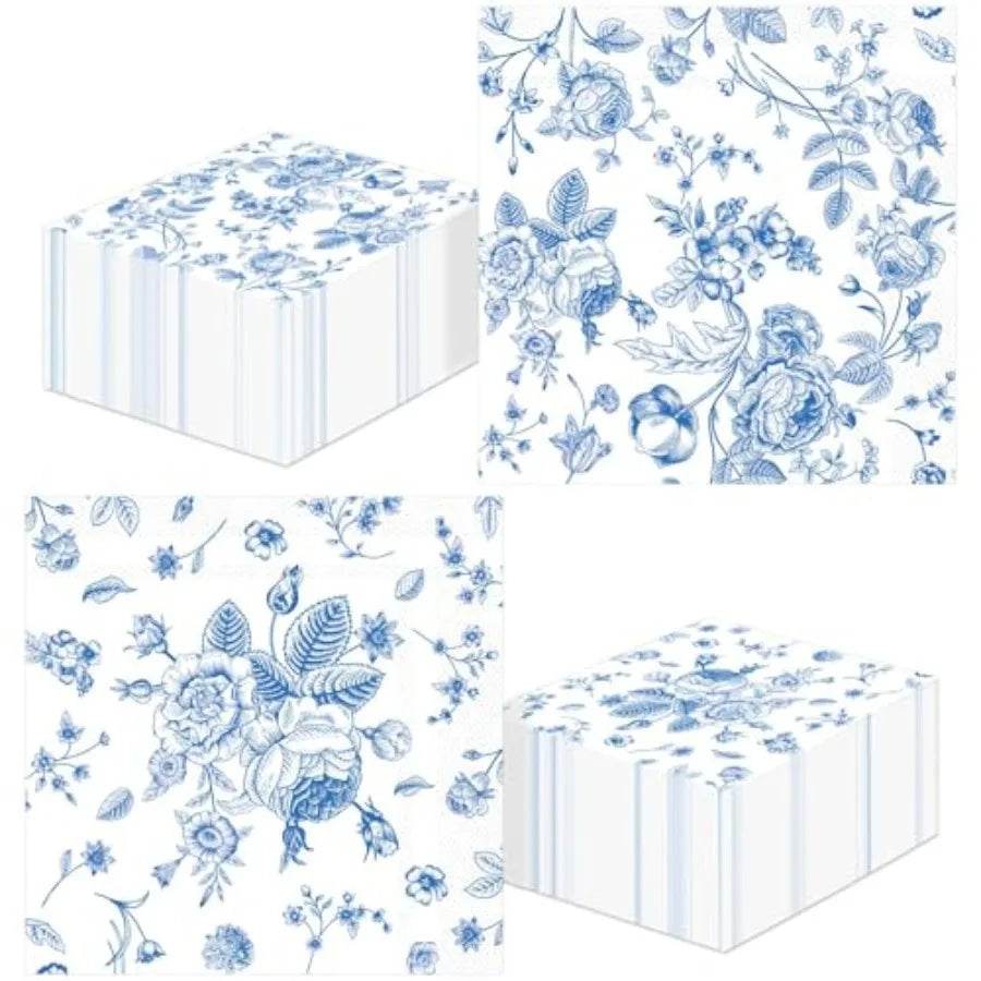 120Pcs Blue Floral napkins - Loft&Timber