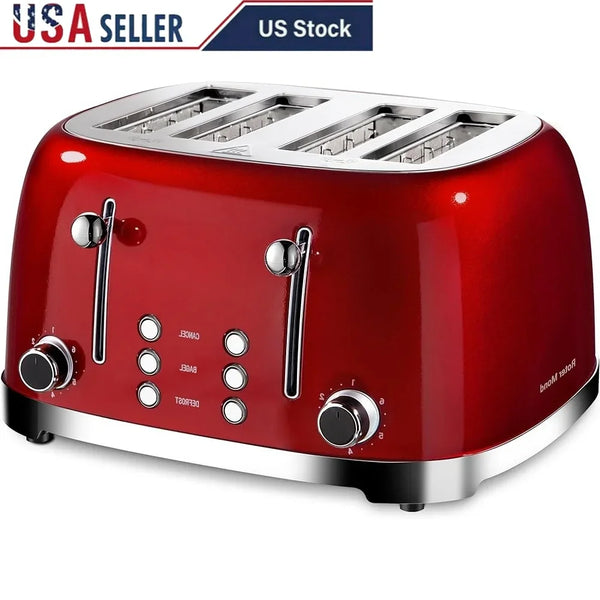 4 Slice Toaster Retro Stainless Steel