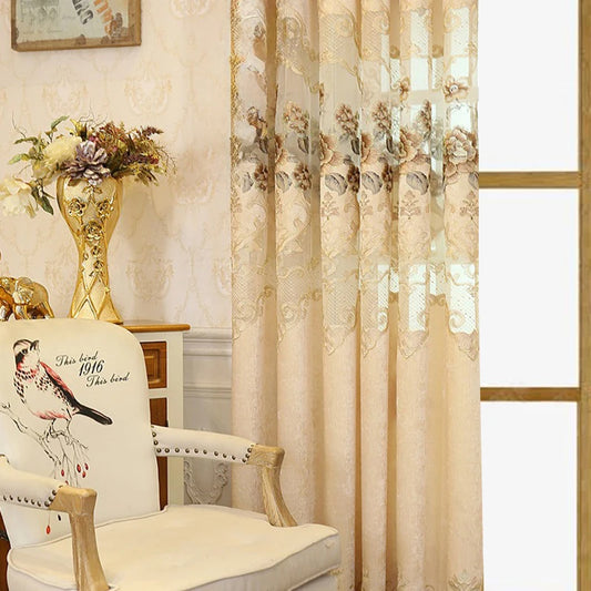 2pcs European high-end embroidered curtain