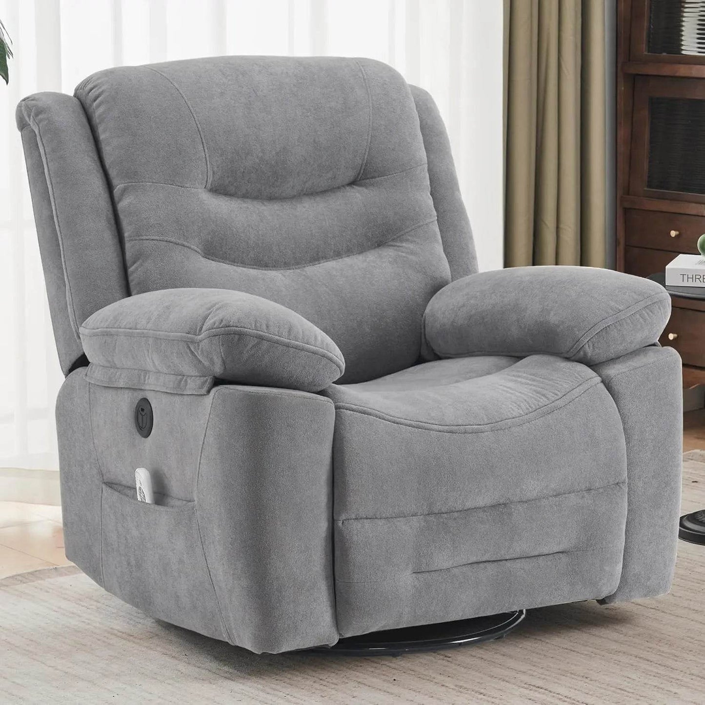 Power Swivel Rocker Recliner with Massage and Heat - Loft&Timber