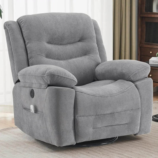 Power Swivel Rocker Recliner with Massage and Heat - Loft&Timber
