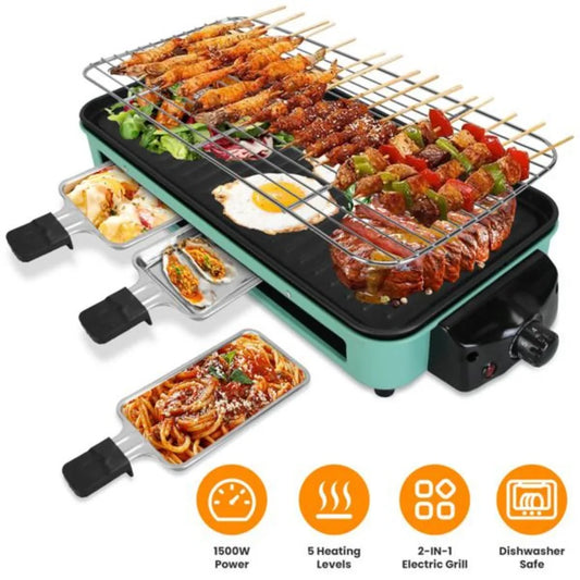 1500W Electric Indoor Grill 2 in 1 Electric Gill with Grill