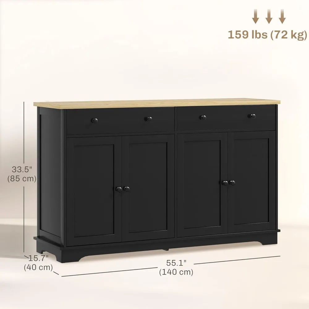 55" Modern Sideboard Buffet with 2 Doors, 2 Drawers, & 2 Shelves - Loft&Timber
