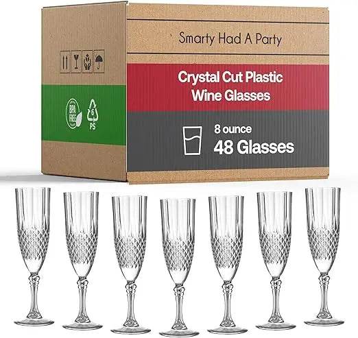 Disposable Plastic Champagne Flutes, Clear 8 oz Capacity - Loft&Timber